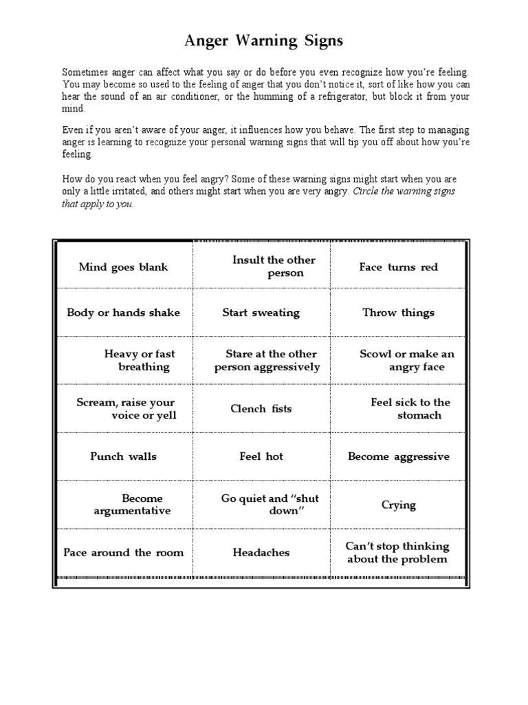 Recognizing Anger Warning Signs | PDF