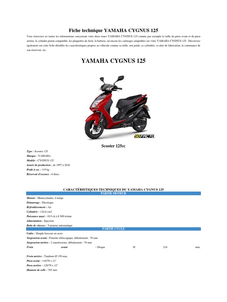 Yamaha Cygnus 125 Technische Daten