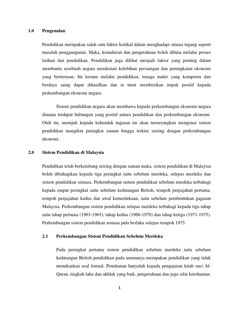 Sistem Pendidikan Dan Perkembangan Ekonomi Dalam Pengajian Sosial Prasekolah Pdf