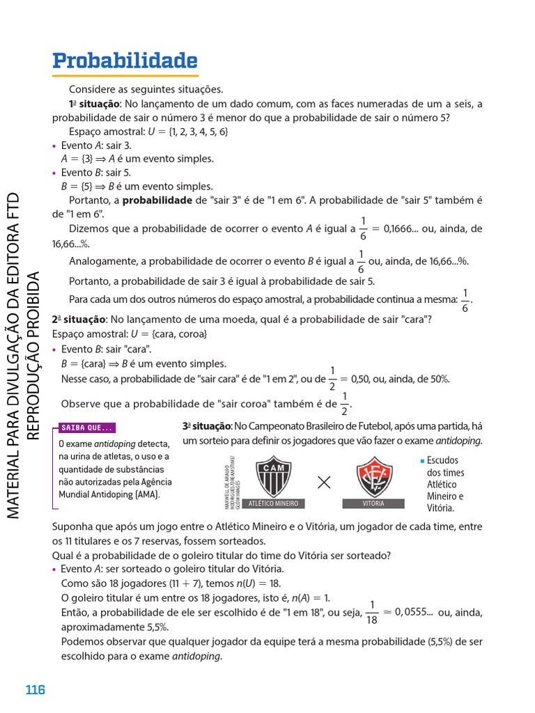 Caculo Da Probabilidade 3 Ano | PDF | Probabilidade | Doping no esporte