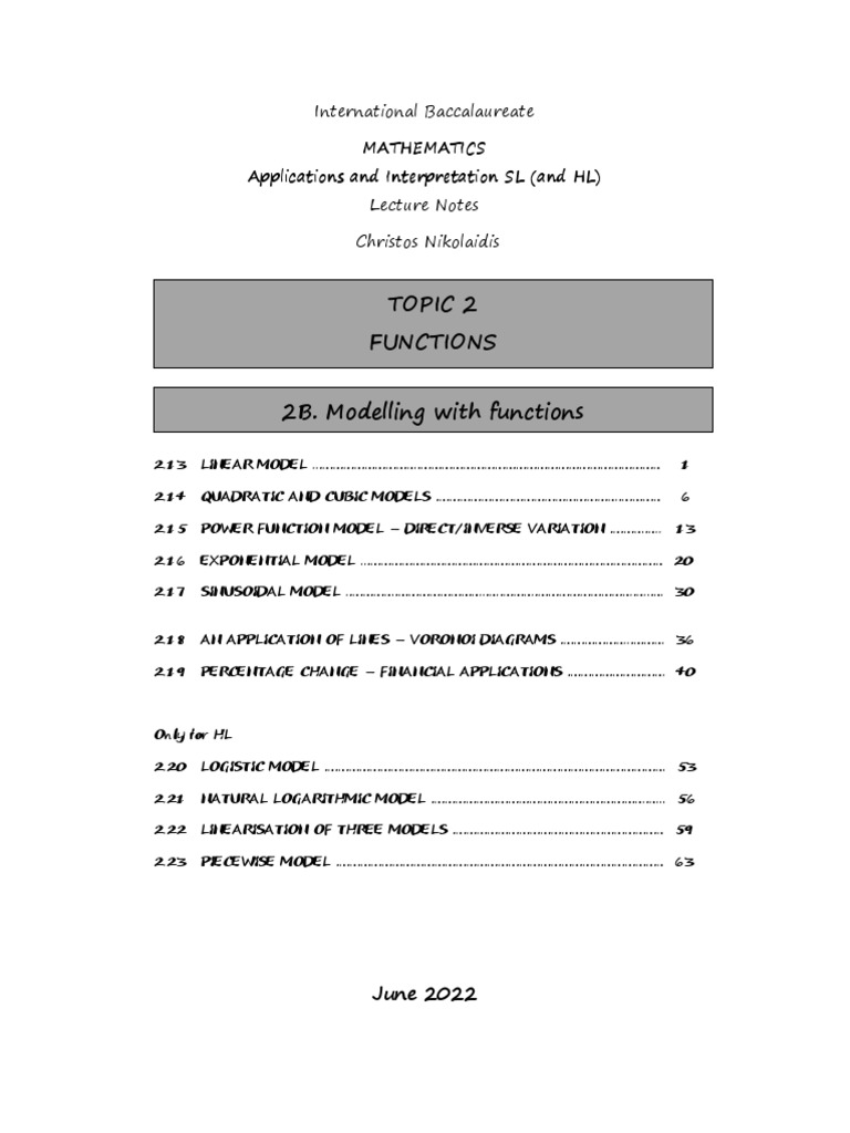 Topic 2B. Modelling With Functions | PDF | Line (Geometry) | Logarithm