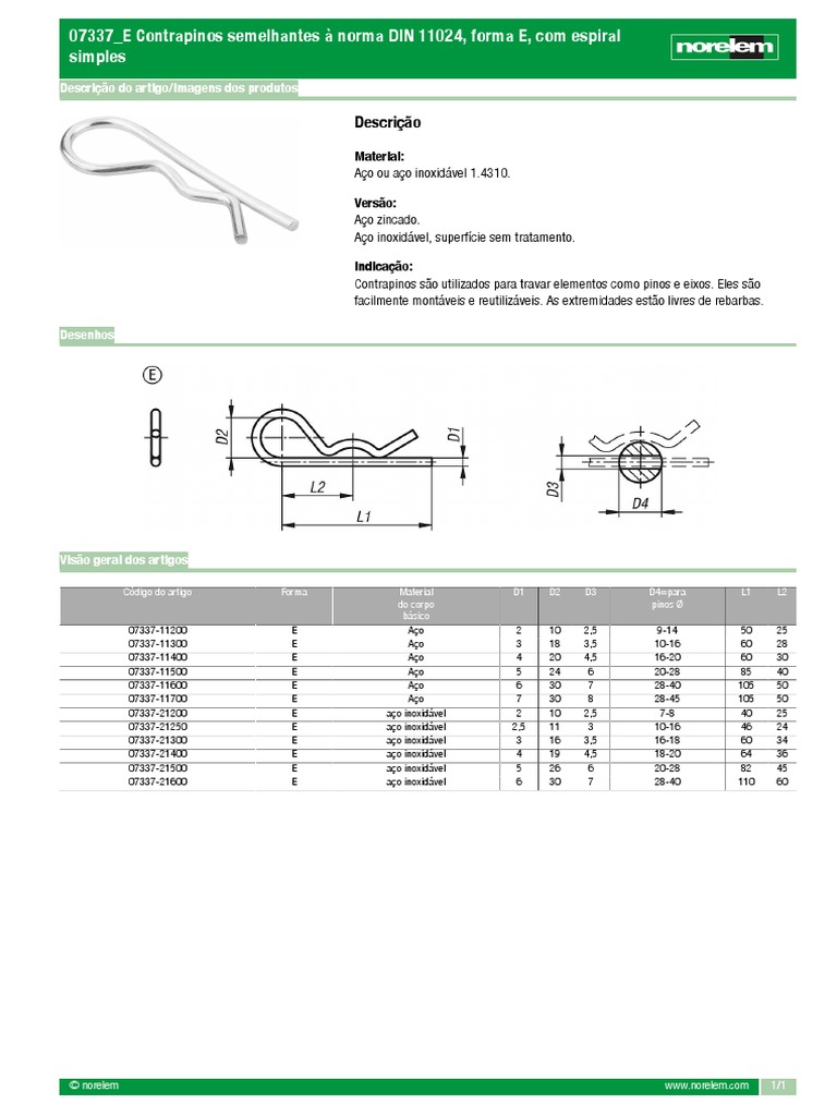 Trava R Norma Din 11024 Forma E Com Espiral Simples Pt