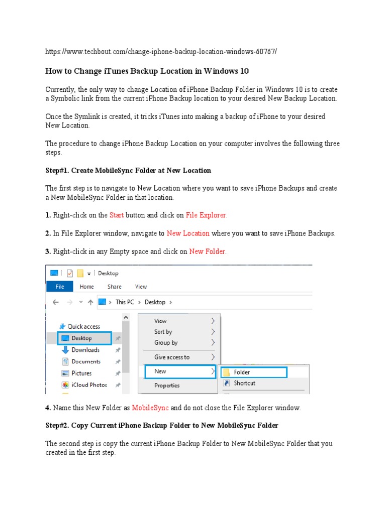 Change iTunes Backup Location Windows | PDF | Computers