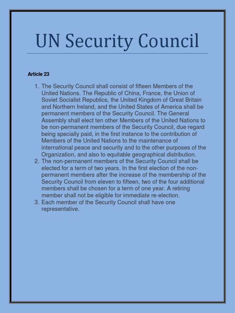 UN Security Council Functions Explained | PDF | United Nations Security ...