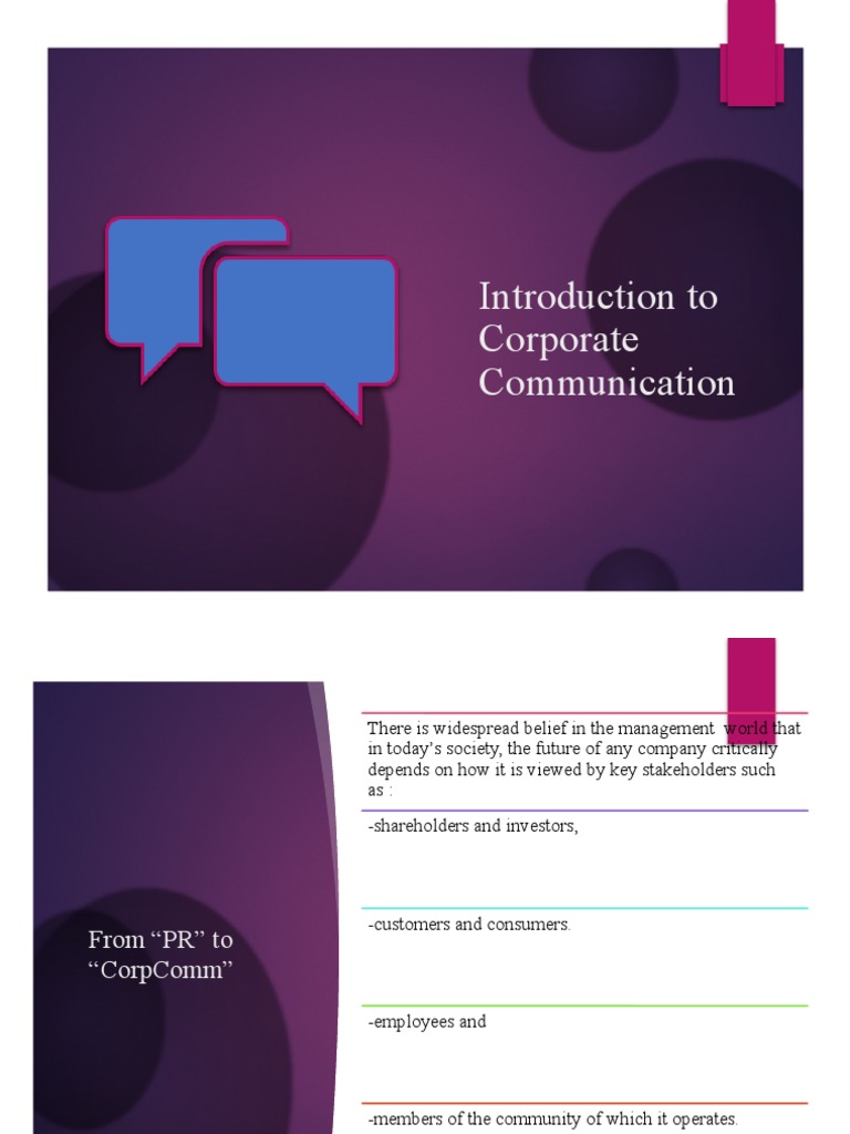 Introduction to Corporate Communication | PDF | Public Relations ...