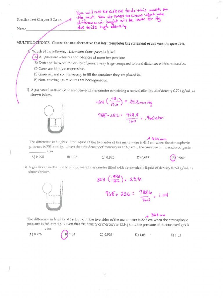 Answers To Practice Test 5 | PDF