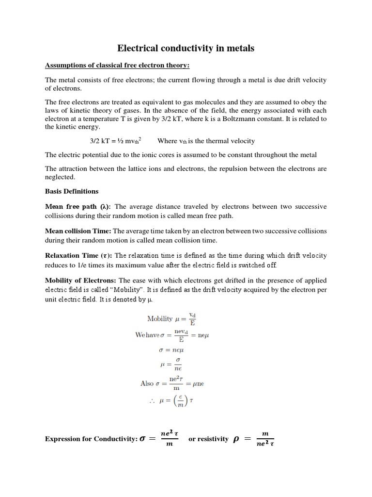 Unit 3 Electrical Conductivity Dielectrics Notes Revised Pdf