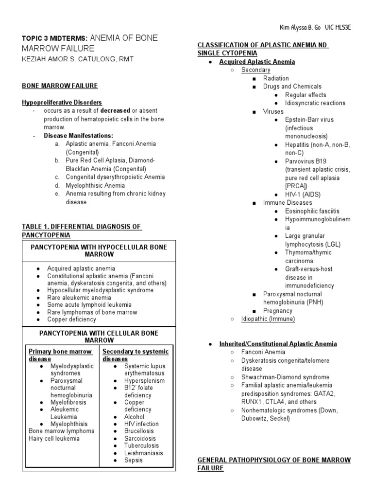 Anemia Of Bone Marrow Failure Pdf Bone Marrow Medical Specialties