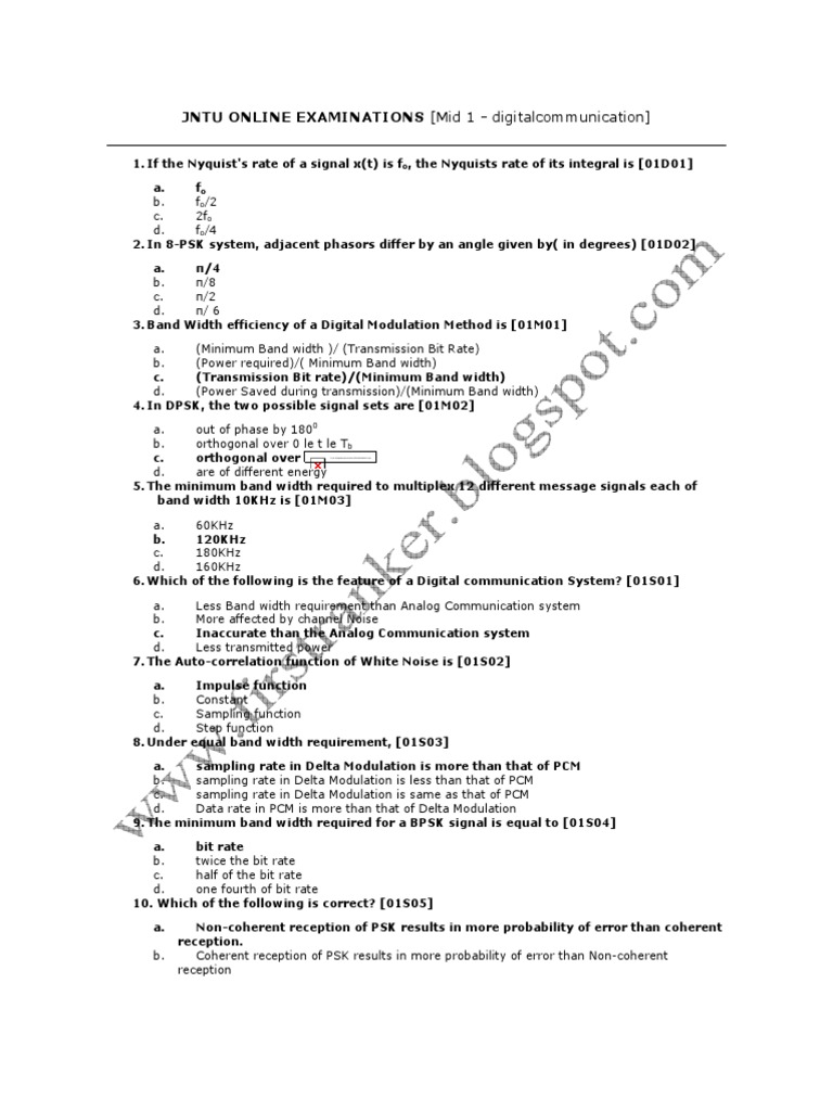 Digital Communication Exam Questions | PDF | Sampling (Signal ...