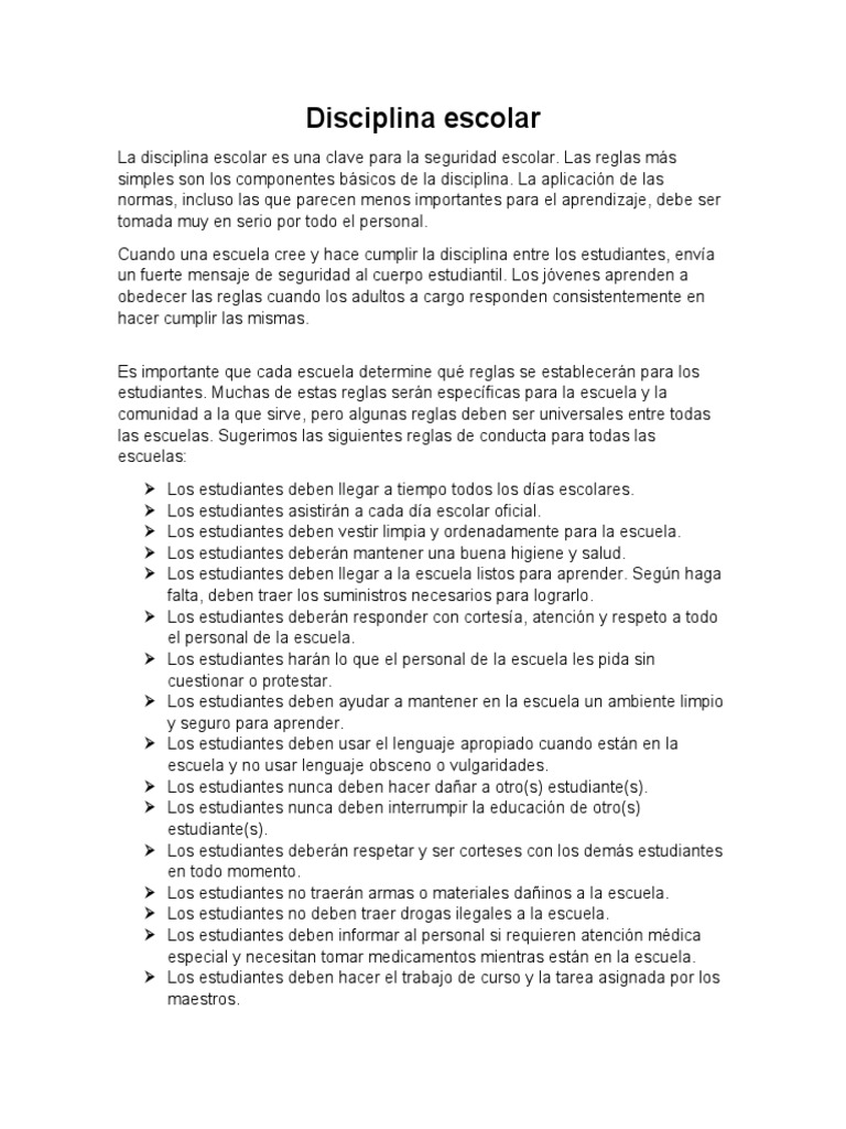 Control de Disciplina Escolar Efectivo | PDF | Disciplinas | Aprendizaje