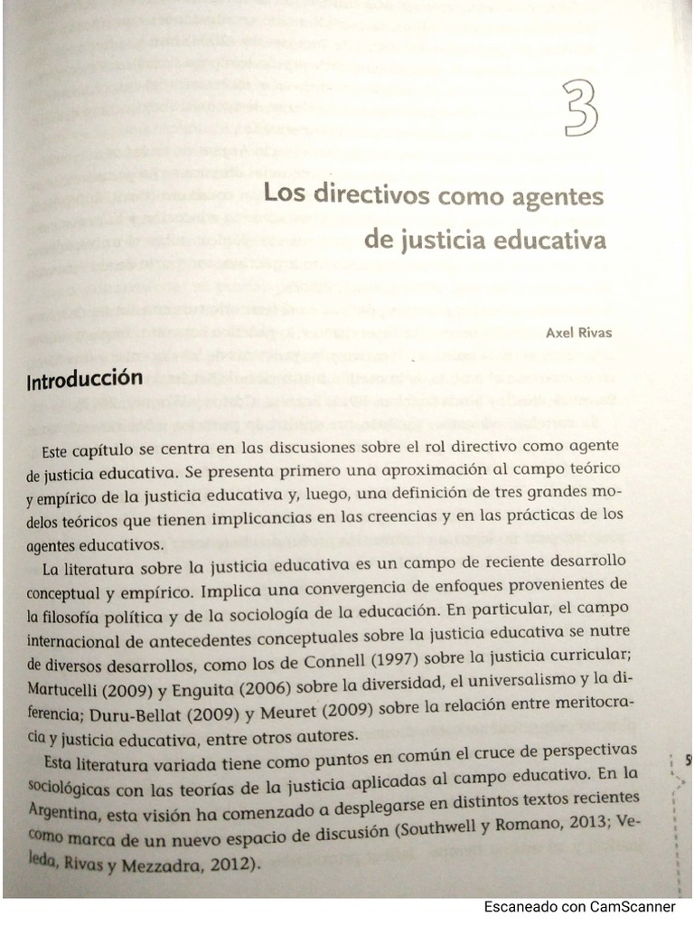 Los Directivos Como Agentes de Justicia Educativa. Axel Rivas | PDF
