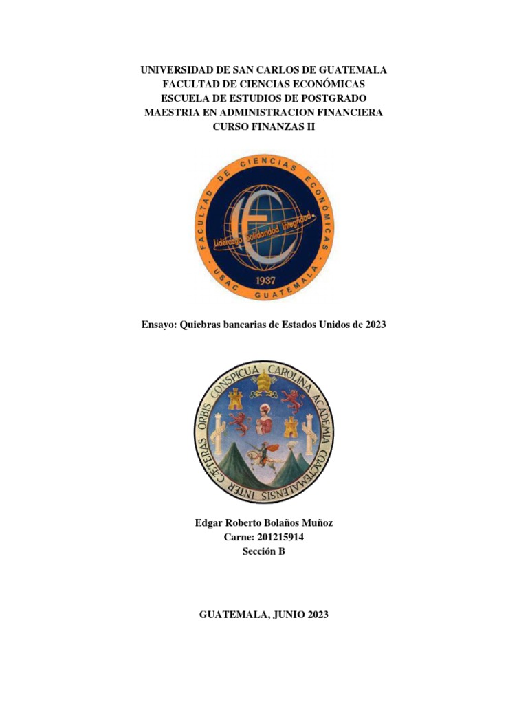 Ensayo Quiebras Bancarias de Estados Unidos de 2023 Edgar Bolaños PDF