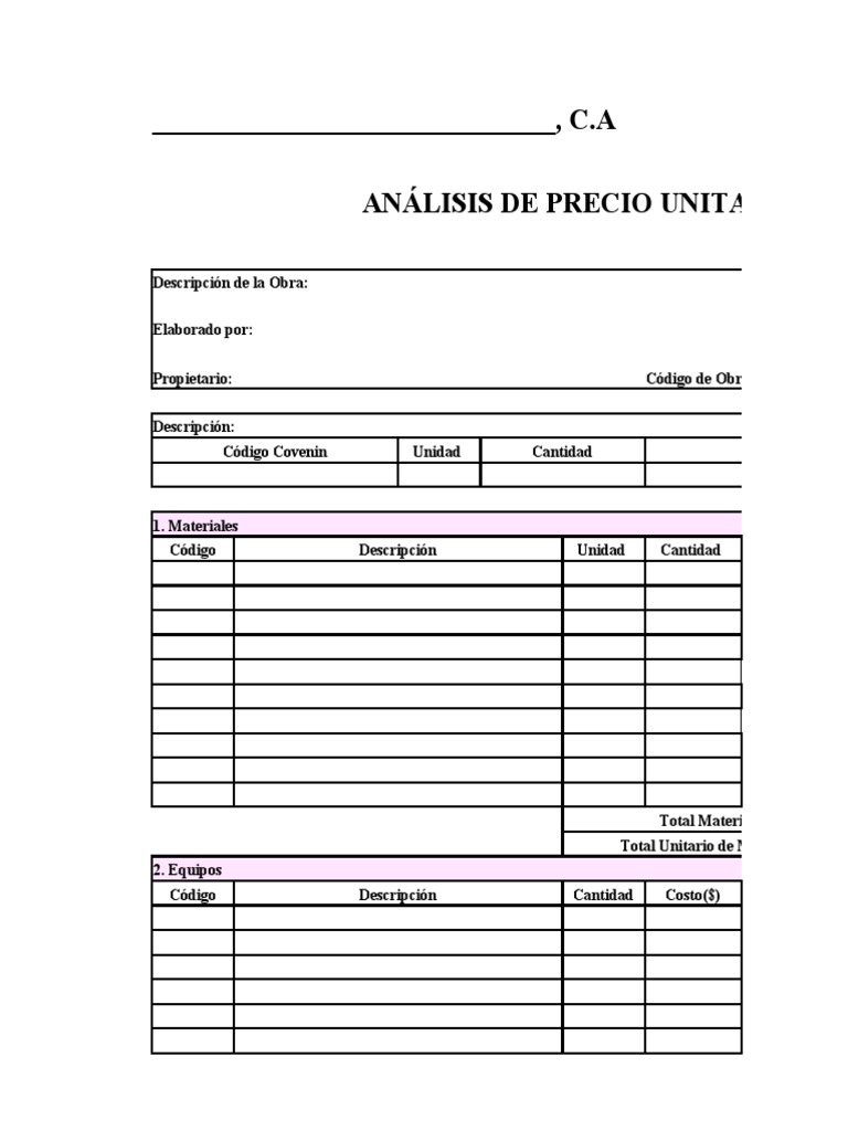 Plantilla de APU | PDF