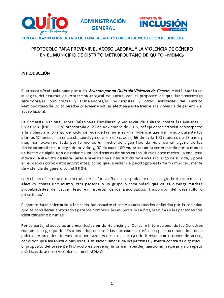 PROTOCOLO PREV Acoso LAB y ViolGénero | PDF | La violencia contra las ...