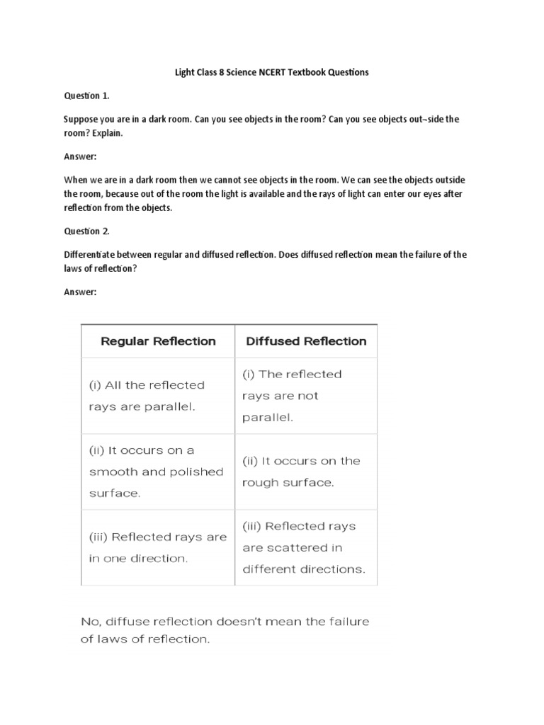Regular and Diffused Reflection Explained | PDF | Mirror | Reflection ...