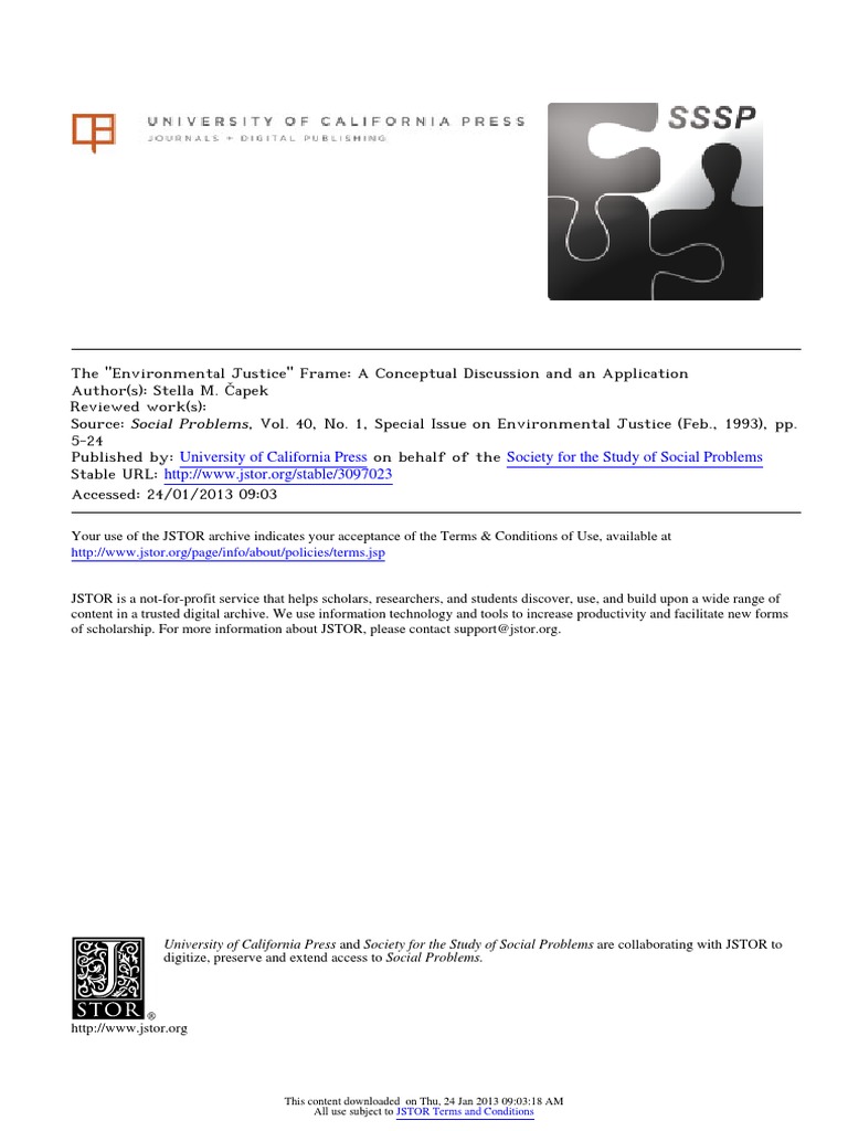 Capek 1993 The Environmental Justice Frame | PDF | United States ...
