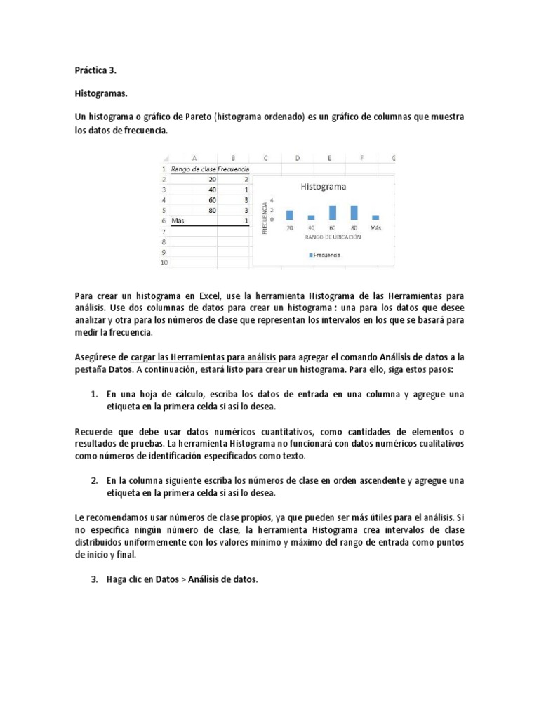 Práctica 3 Histogramas | PDF | Histograma | Hoja de cálculo