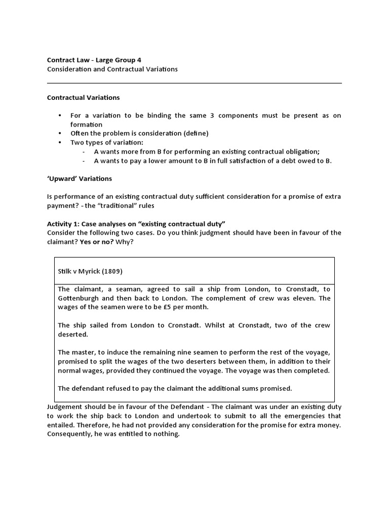 Contract Law - Large Group 4 | PDF | Estoppel | Consideration