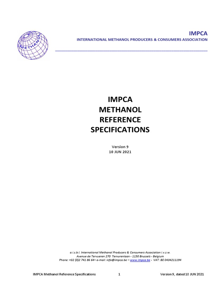 IMPCA Methanol Specifications V9 | PDF | Spectrophotometry | Gas ...