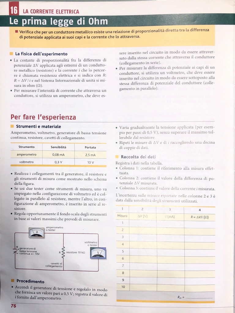 Prima Legge Di Ohm | PDF