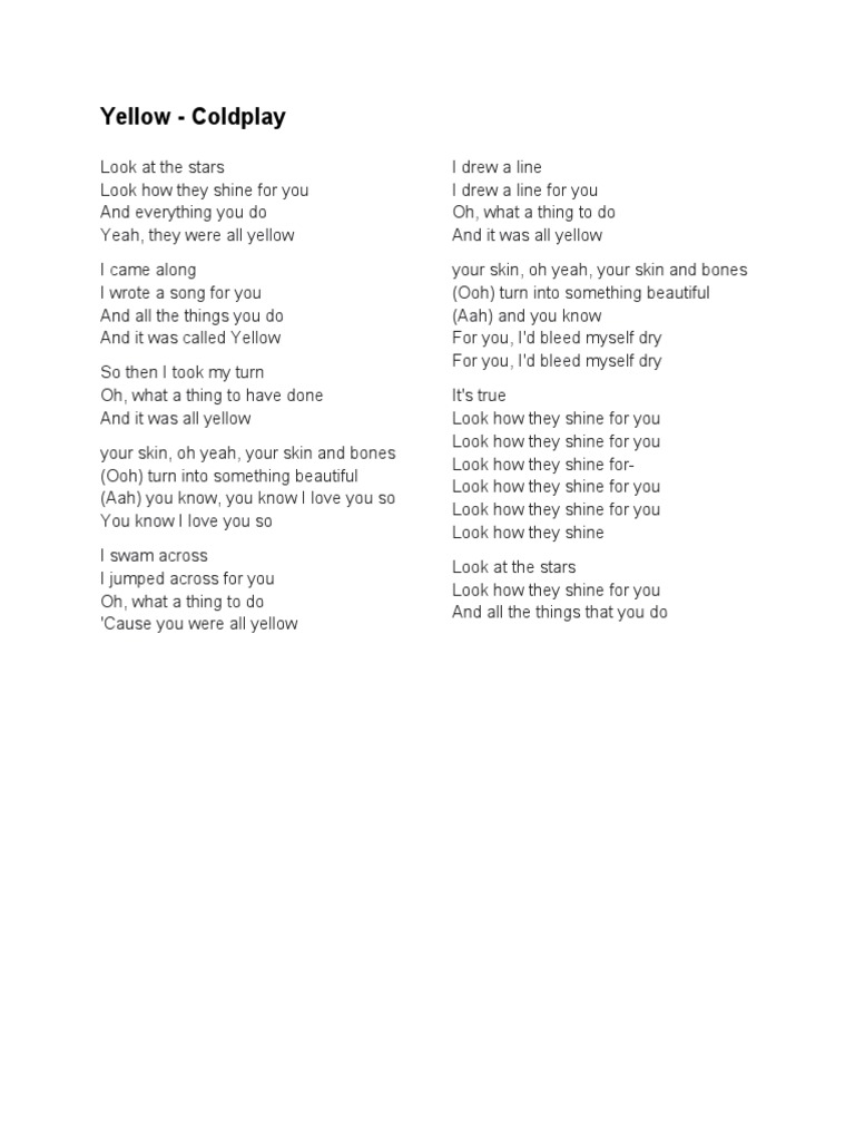 Yellow Coldplay PDF