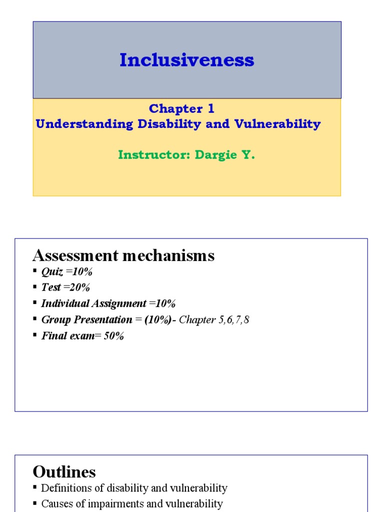 Chapter 1 - Understanding Disability & Vulnerability | PDF | Disability ...