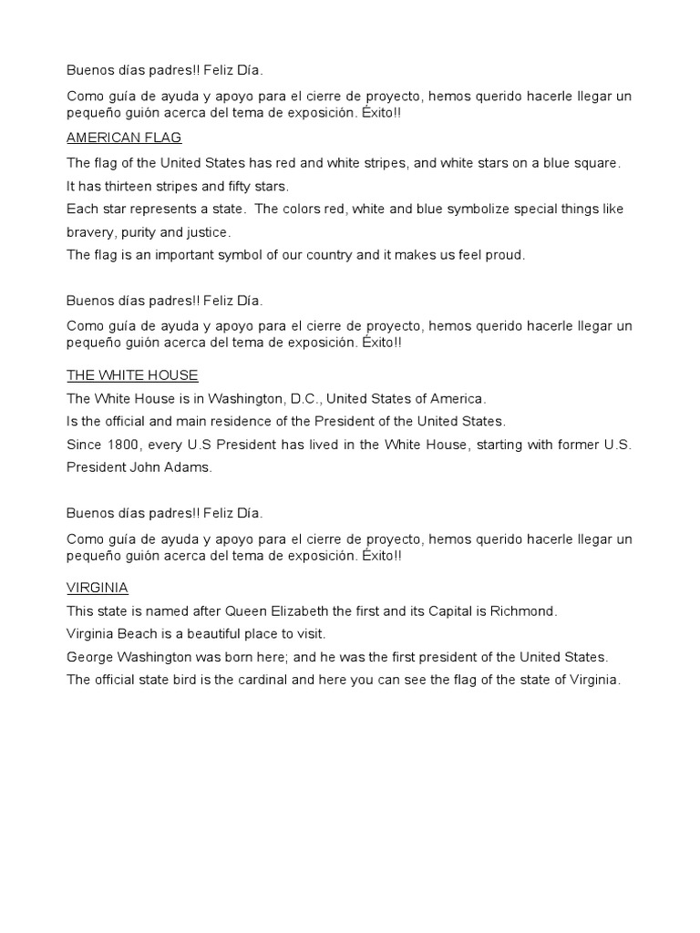 Exhibition Script to 1st Grade PDF