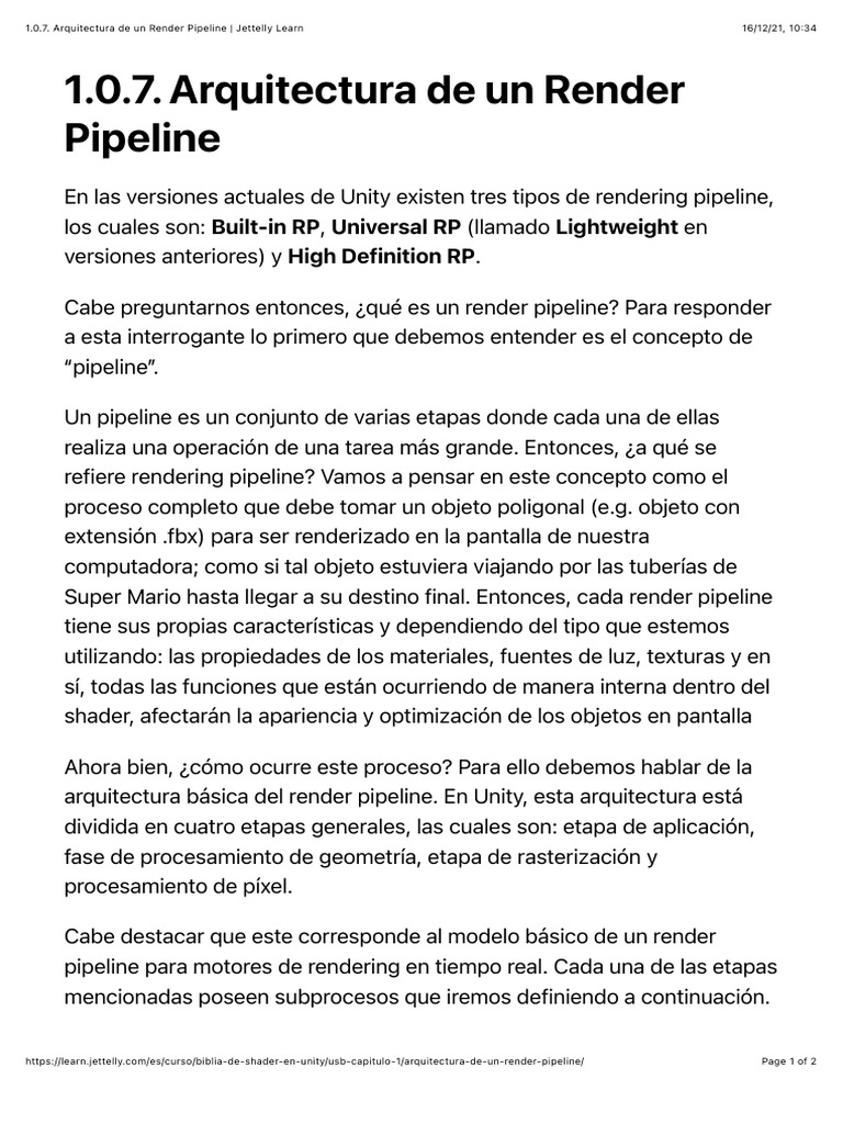Arquitectura del Render Pipeline en Unity | PDF | Gráficos de ...
