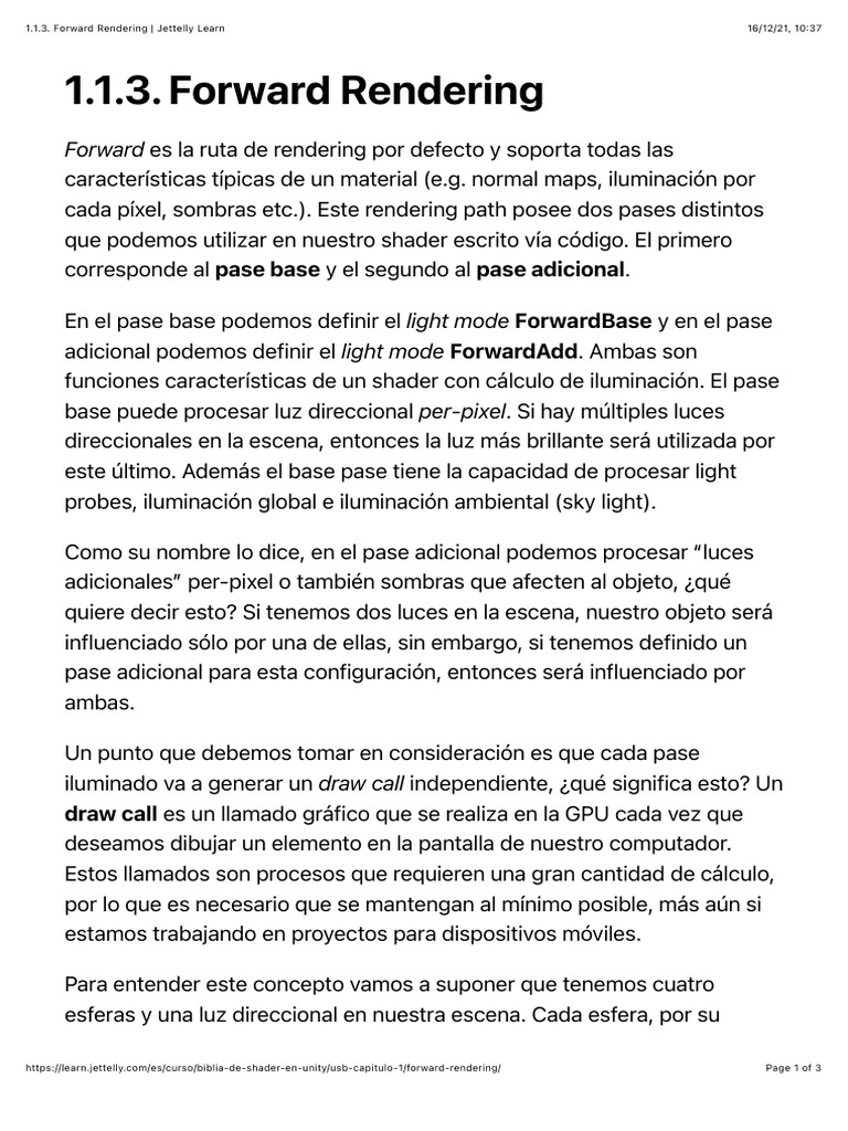 Forward Rendering en Gráficos 3D | PDF | Shader | Unidad de ...