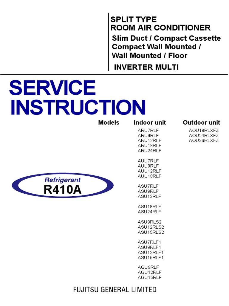 Fujitsu Split AC AOU24RLXFZ - Service Manual | PDF | Air Conditioning