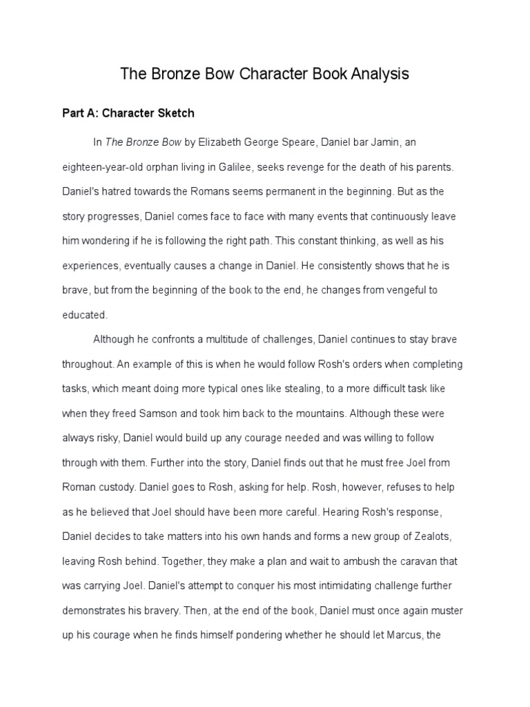 The Bronze Bow Character Book Analysis PDF