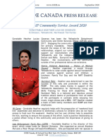 2020 Press Release Iode RCMP Community Service Award With Logo