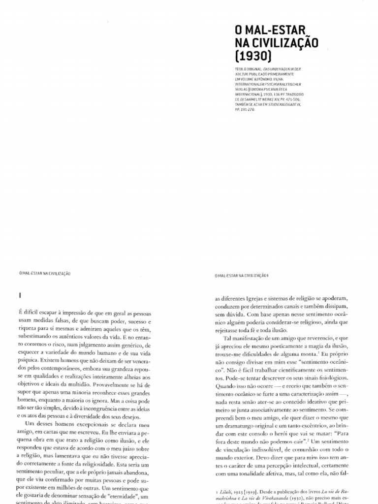 O Mal-Estar Na Civilização - Sigmund Freud | PDF