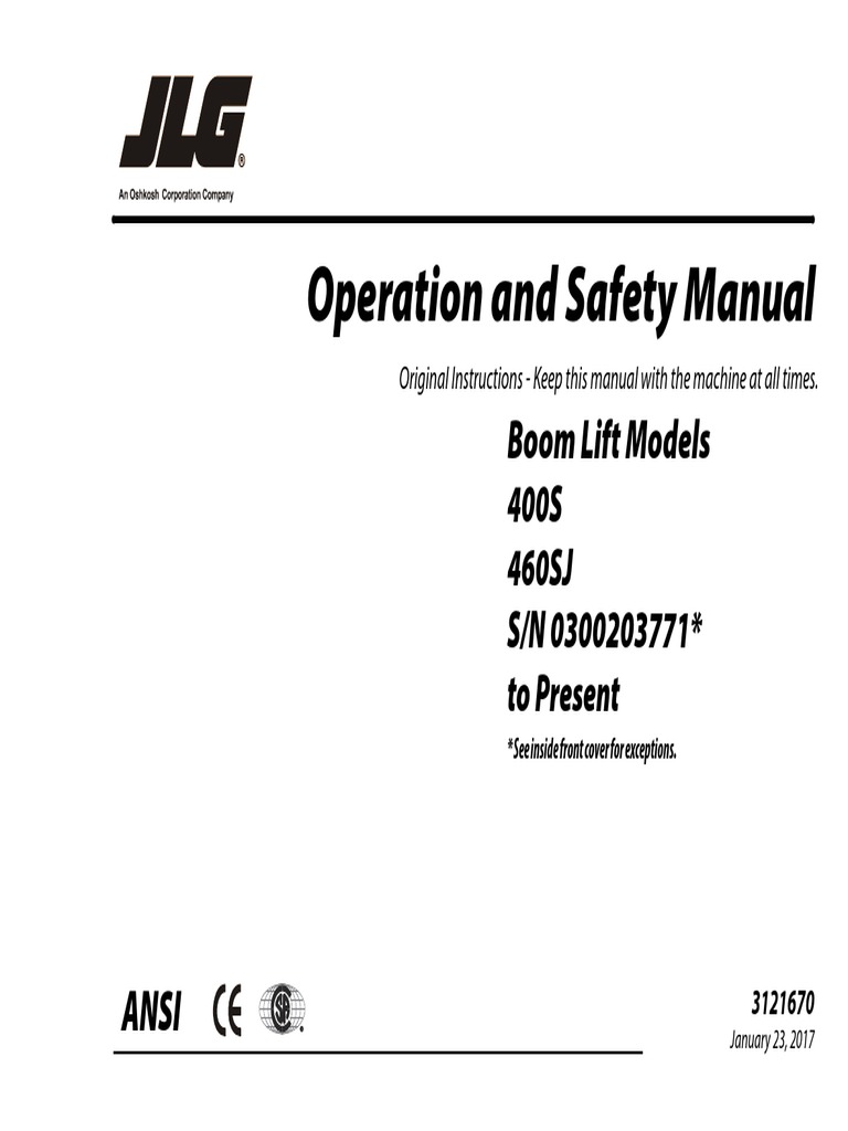 JLG460SJ Operation and Safety Manual PDF Wound Crane (Machine)