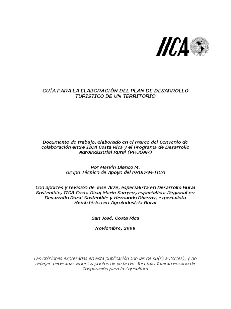 Guía para Elaborar El Plan de Desarrollo Turístico de Un Territorio ...