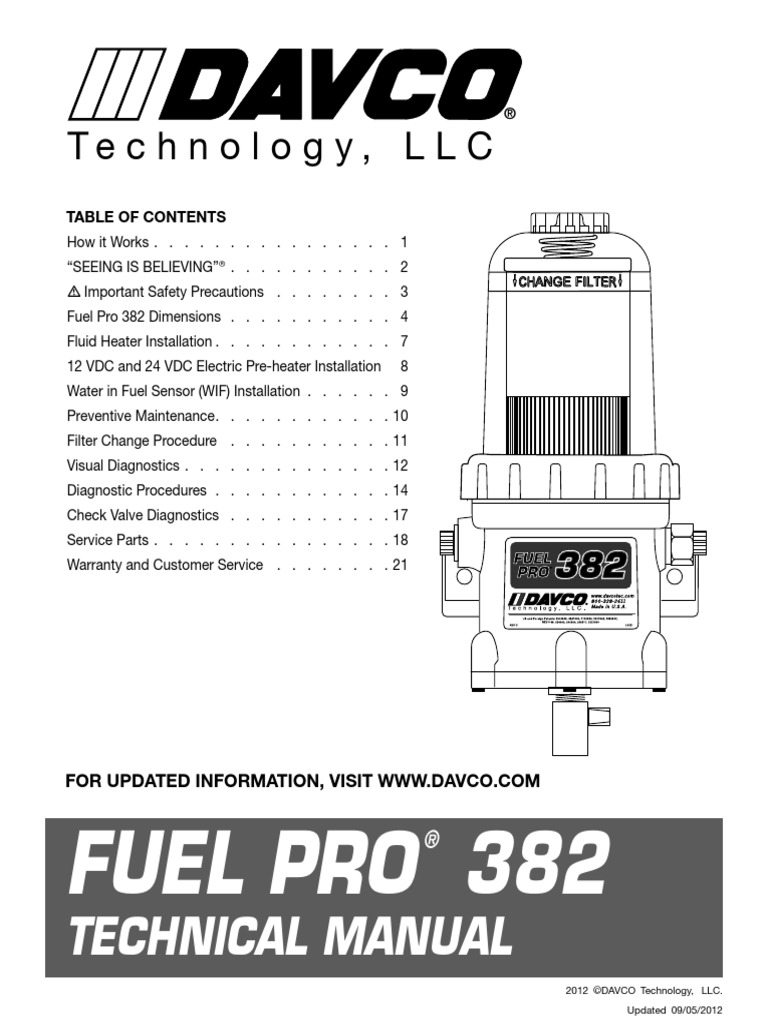 DAVCO 382 Fuel Filer Manual Download Free PDF Valve Leak