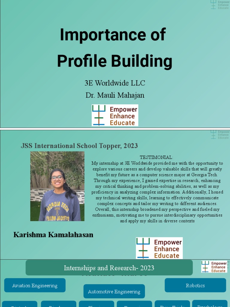 3E Presentation Profile Building Summer 2023 JSS School Short | PDF ...