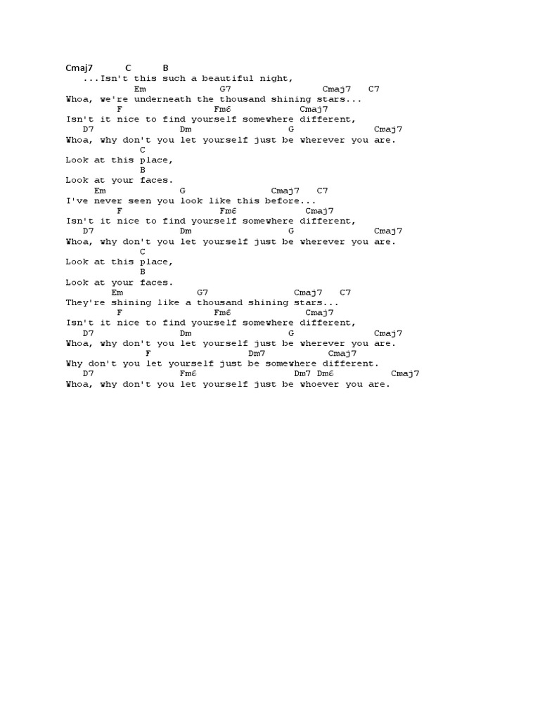 Be Wherever You Are Ukulele Chords PDF