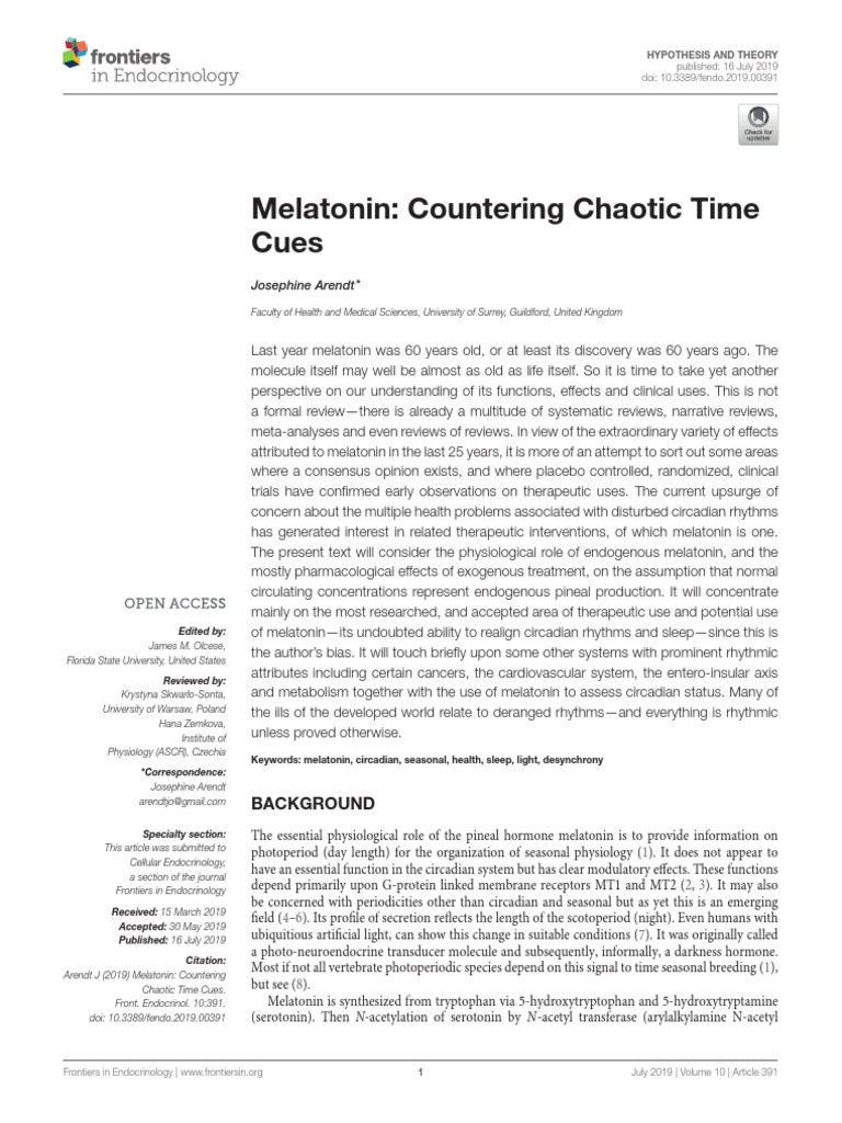 Melatonin's Role in Circadian Health | PDF | Circadian Rhythm | Sleep