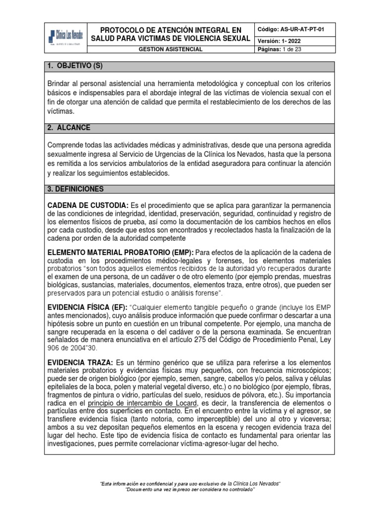 Protocolo Atención Víctimas Violencia Sexual | PDF | Control de la ...