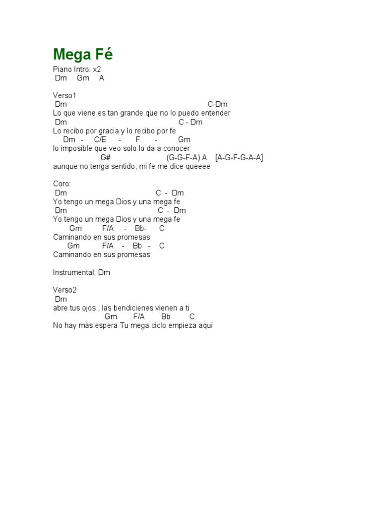Mega Fe: Letra y Acordes | PDF