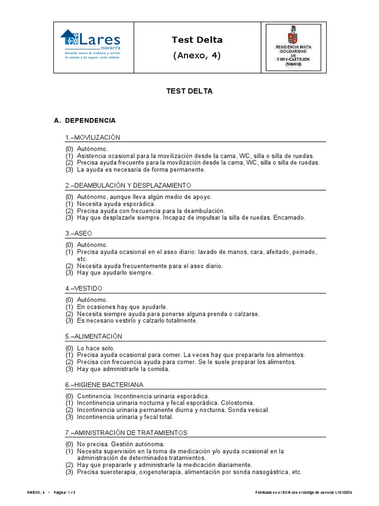 Test Delta de Dependencia y Deficiencia | PDF | Comportamiento | Memoria