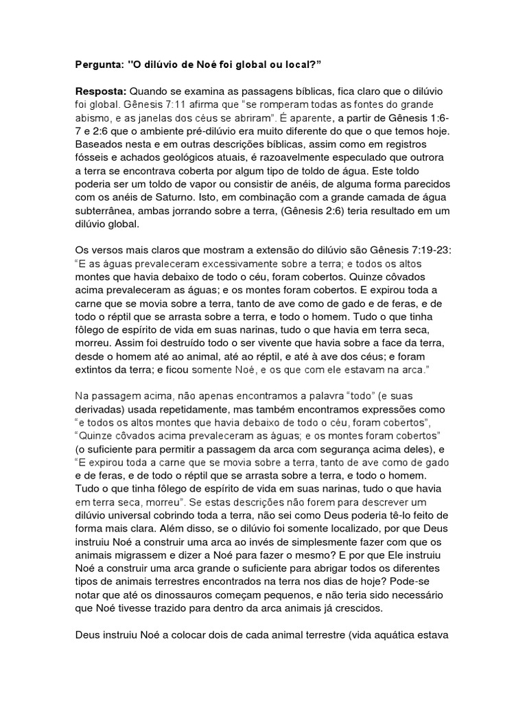 Diluvio de Noe | PDF | Gênesis (livro) | Mito do Dilúvio