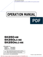Kobelco Hydraulic Excavators Sk250lc NLC 6e Operation Manual