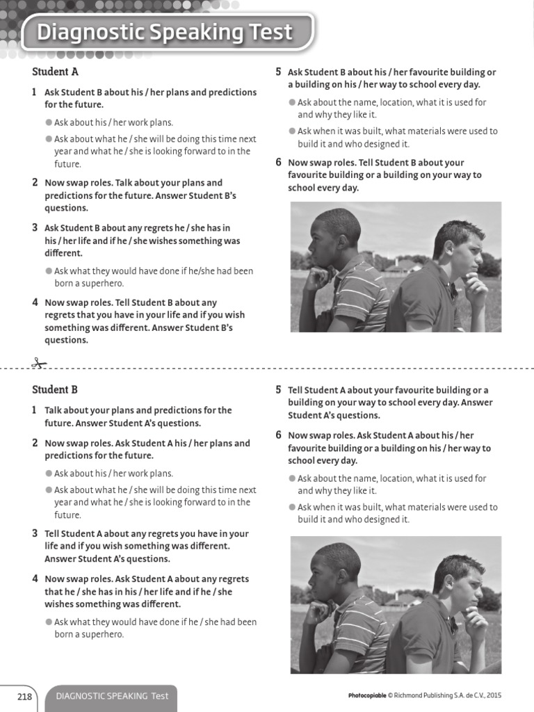 Diagnostic Speaking Test Activities | PDF