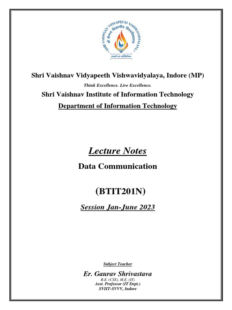 Data Communication Lecture Notes SVIIT | PDF | Network Topology | Osi Model