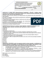 Lista de Exercícios de Recuperação - 1 Ano