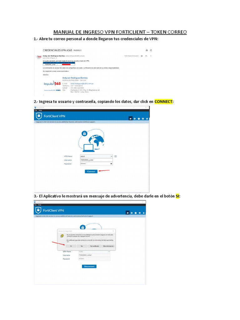 MANUAL ACCESO FORTICLIENT - TOKEN CORREO 2023 | PDF