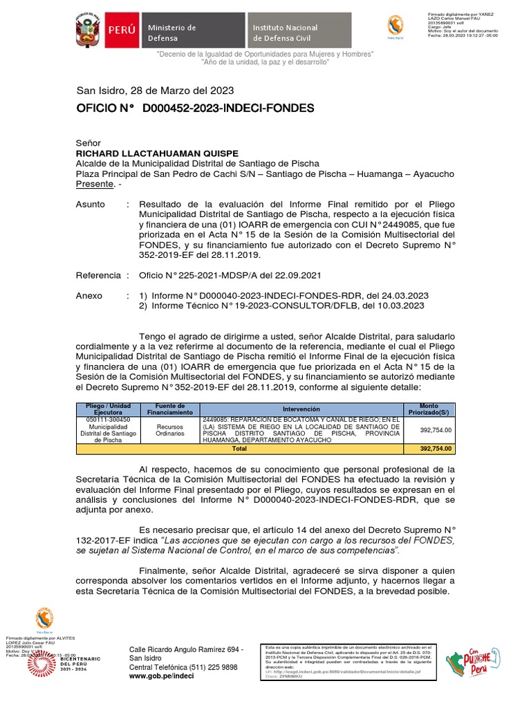 Oficio D000452-2023 | PDF