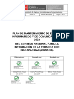 El Plan de Mantenimiento de Equipos Informáticos y Comunicaciones 2023-CONADIS PDF